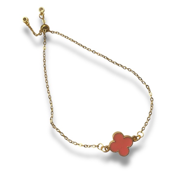 Coral Peach Charm Gold Plated Adjustable Bracelet - Picture 2 of 4